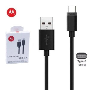 Cable Motorola Usb A  Tipo C 3.0 Carga Rápida Cable Negro (En Caja)