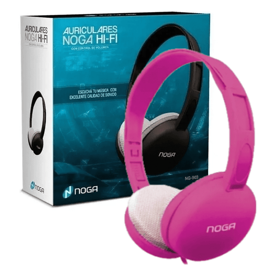Auriculares Vincha Noga, Manos Libres Boton Mic Cable 3,5mm Color Fucsia