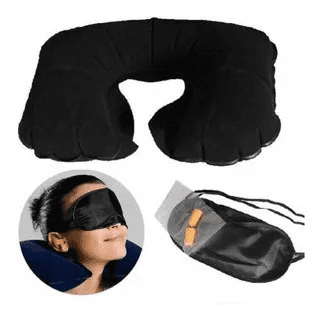 Set Kit Viaje Almohada Antifaz Tapones Oído Cuello.