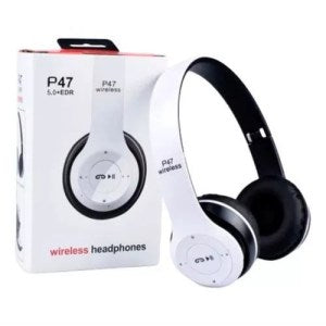 Auriculares Vincha P47+R Inalambrico Radio Micro Sd Bt C/Mic Color Blanco
