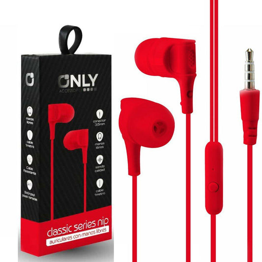 Lanzamiento Auricular Only NIP C/ Mic. Manos Libres En Caja Color Rojo