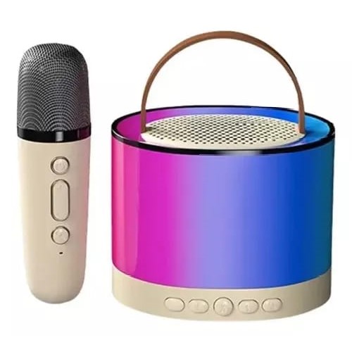 Parlante Bluetooth Rgb Con 1 Micrófono inalámbrico Recargables Karaoke Luces On Of Efectos Entrada Plug Usb MicroSD