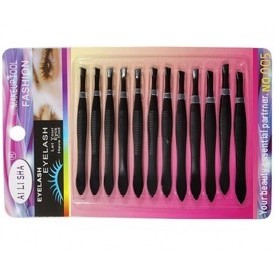 X12 Pinzas De Depilar Color Negro En Blister