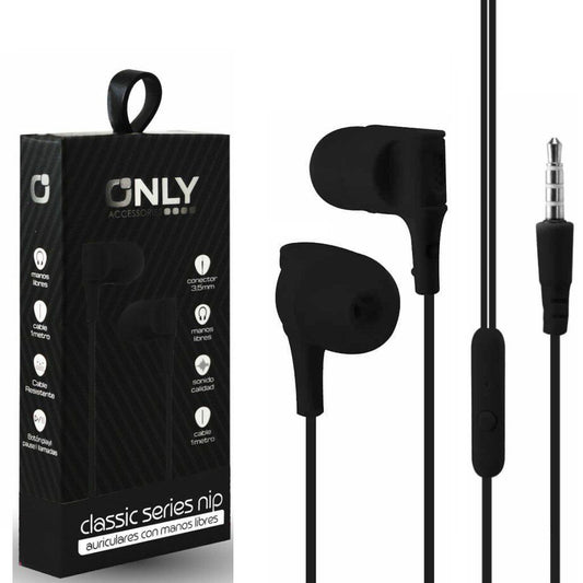 Lanzamiento Auricular Only NIP C/ Mic. Manos Libres En Caja Color Negro