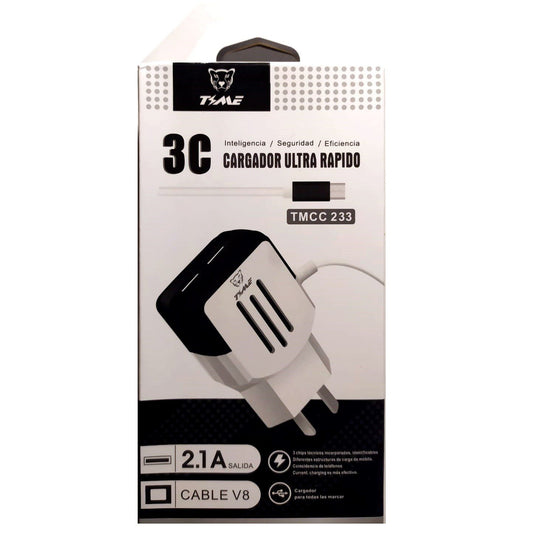 Cargador Time 2.1a Micro Usb 2 Usb + Cable Inc.