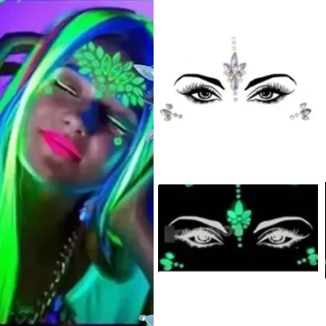 Gemas Faciales Strass Para el Rostro Ilumina En La Oscuridad