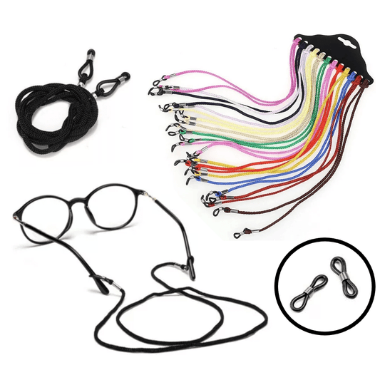 Cordones Para Anteojos x 2 Unidades Con Gomita Infinito Ajustable Tira Color Celeste