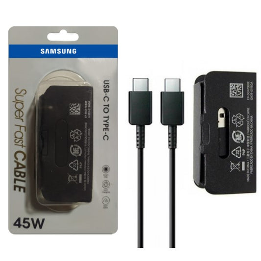 Cable Samsung 45W Tipo C A Tipo C Carga Rápida Color Negro (En Blister)