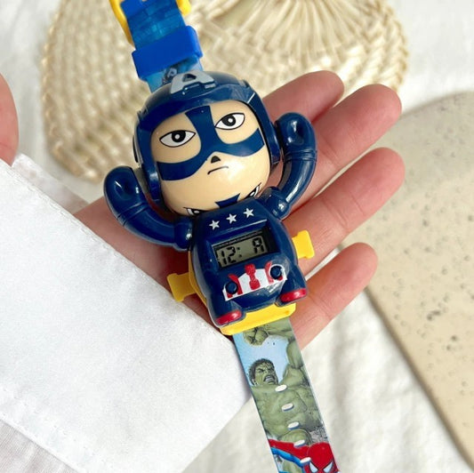 Reloj Con Personaje Desmontable De 6,5Cm Cambia Caras (En Blíster) Capitán America