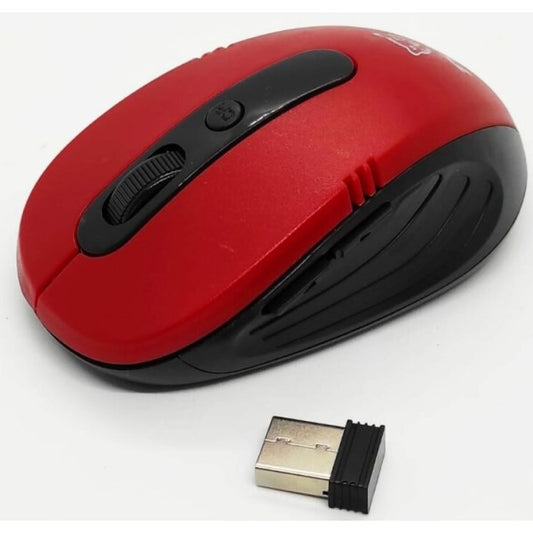 Mouse Inalámbrico 6 Botones  Klip Xtreme/Time A 2 Pilas AAA Usb 1600Dpi Blister Color Rojo