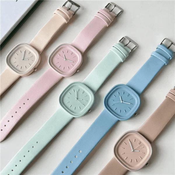 Reloj Con Agujas Animalist Macaron Cuadrado Celeste