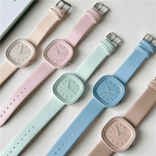 Reloj Con Agujas Animalist Macaron Cuadrado Celeste