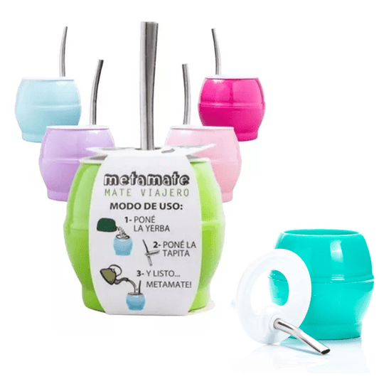 Mates Con Bombilla Antivuelco Viajero Color Lila Pastel