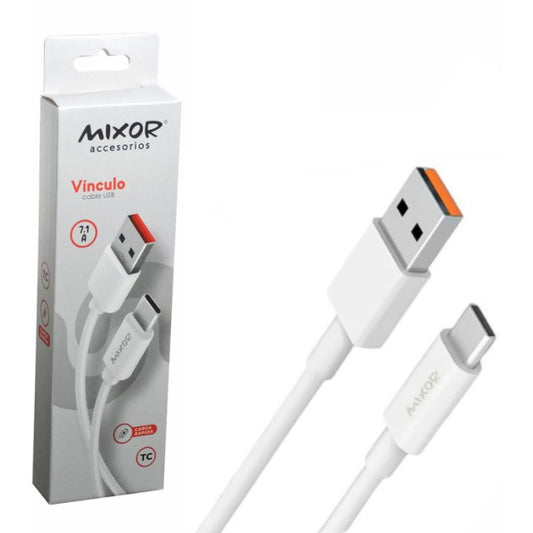 Cable Mixor Vinculo 7.1A Usb A Tipo C Carga Rápida Color Blanco