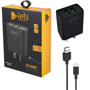 Cargador 4,4amp Lets 2 Usb + Cable Separado Tipo C